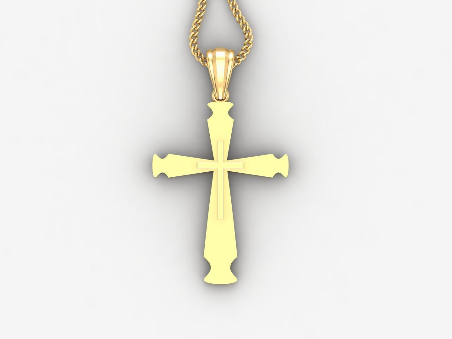 Light Gold 18K Cross Pendant 2CP045 3D print model_4