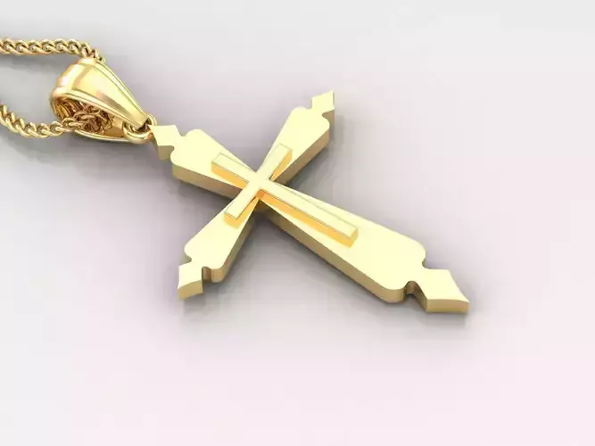 Light Gold 18K Cross Pendant 2CP043