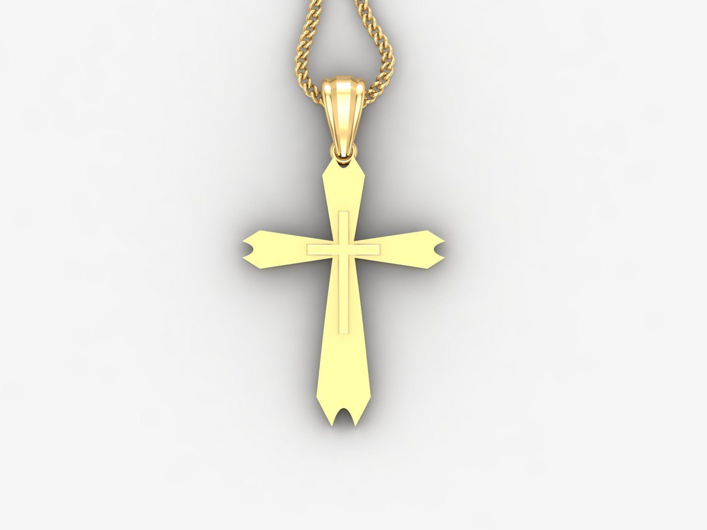 Light Gold 18K Cross Pendant 2CP042 3D print model_4