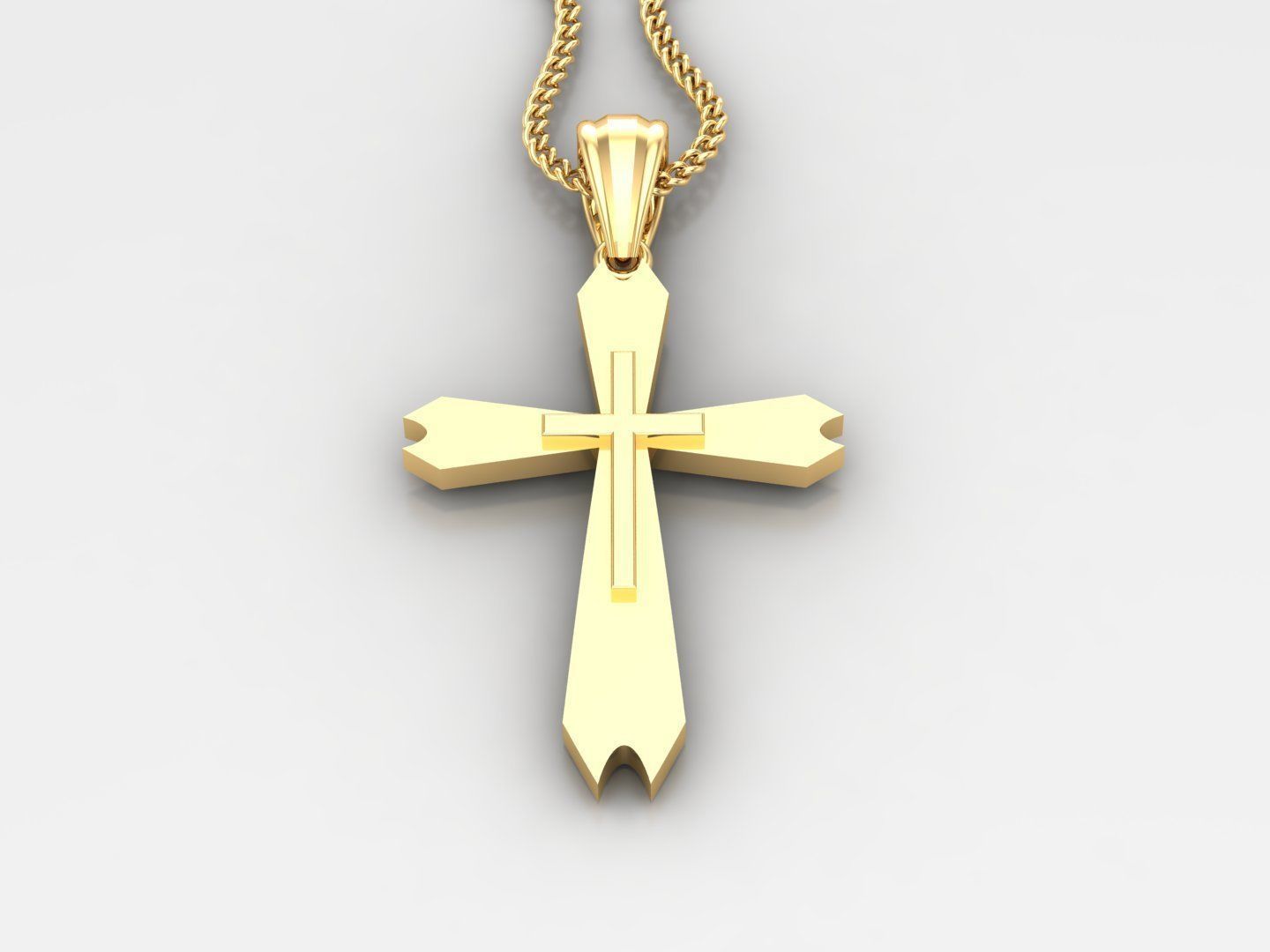 Light Gold 18K Cross Pendant 2CP042 3D print model_2