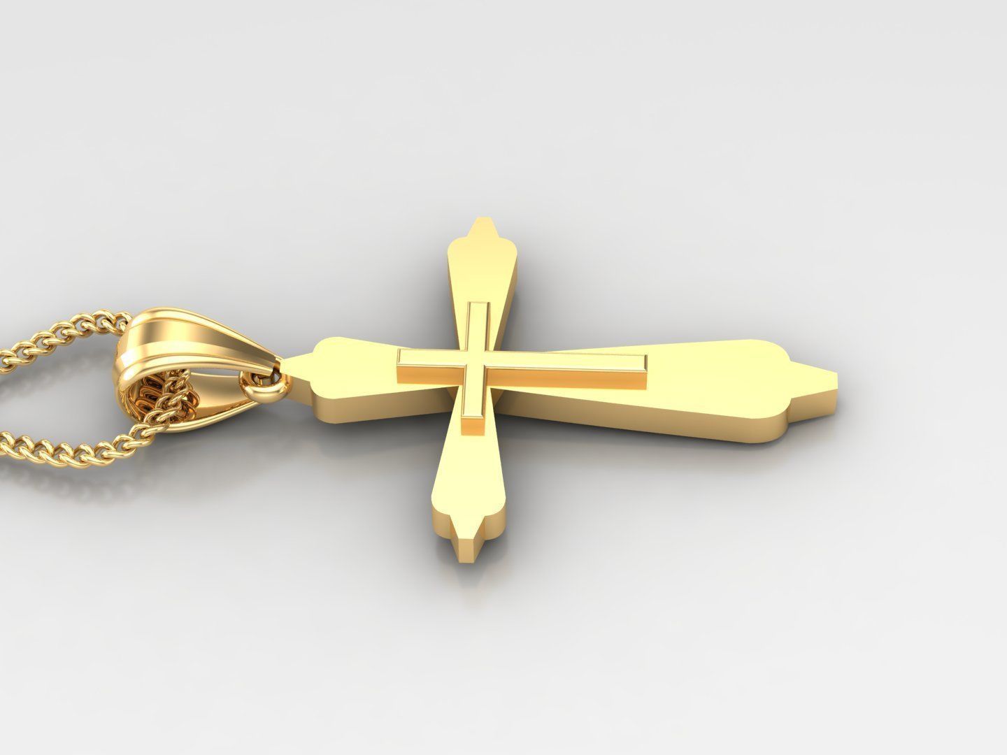 Light Gold 18K Cross Pendant 2CP041 3D print model_3