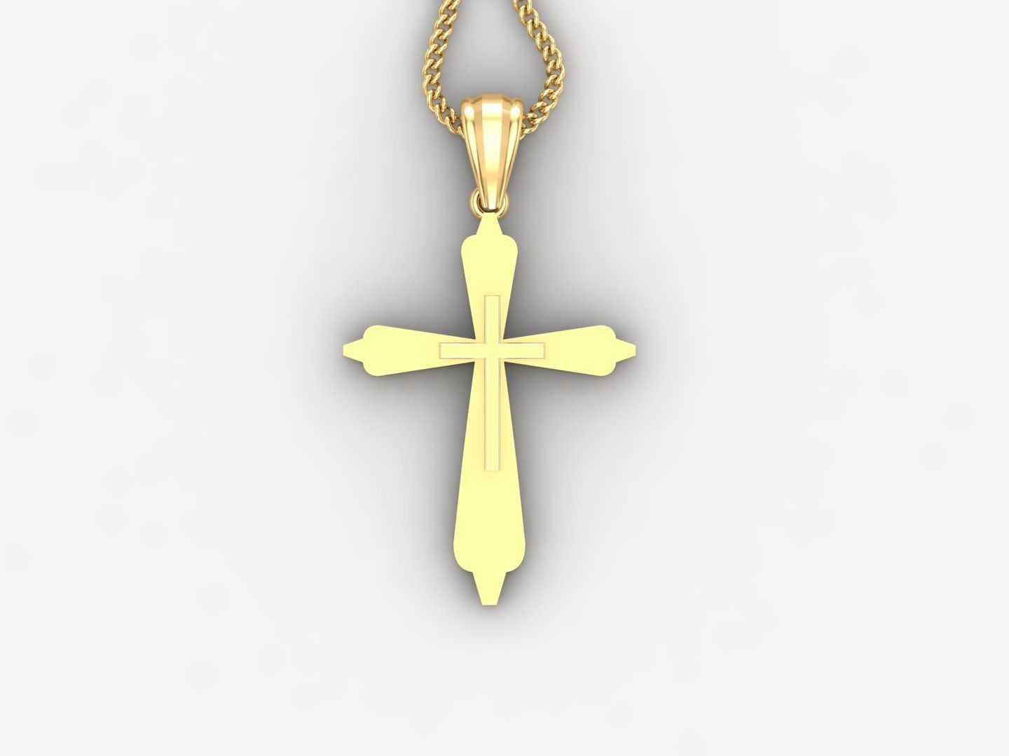 Light Gold 18K Cross Pendant 2CP041 3D print model_4