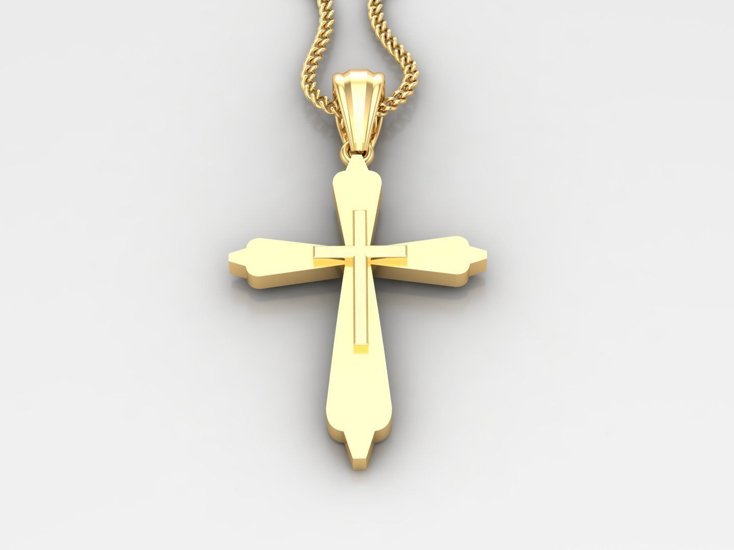 Light Gold 18K Cross Pendant 2CP041 3D print model_2