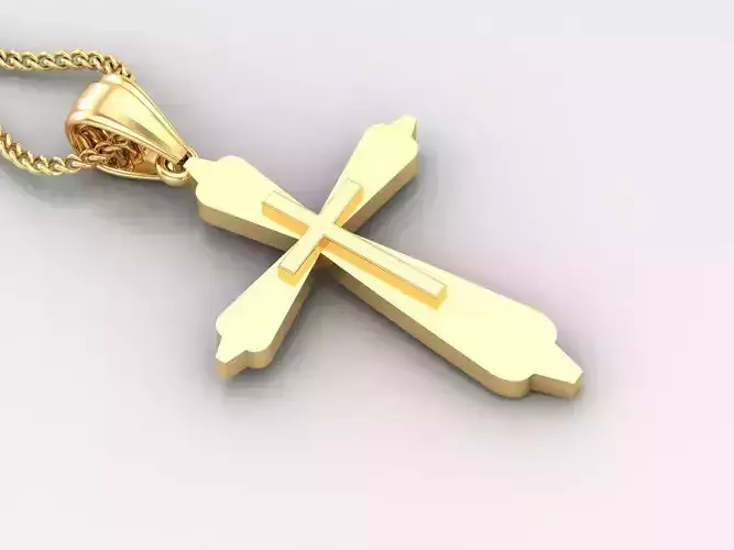 Light Gold 18K Cross Pendant 2CP041 3D print model