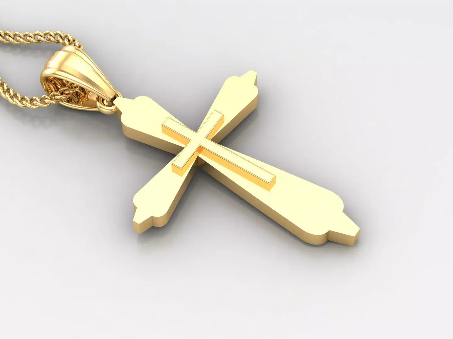 Light Gold 18K Cross Pendant 2CP041 3D print model_0