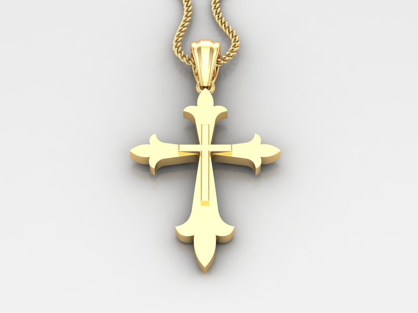 Light Gold 18K Cross Pendant 2CP040 3D print model_2