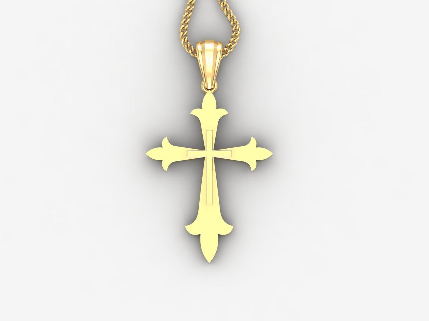 Light Gold 18K Cross Pendant 2CP040 3D print model_4