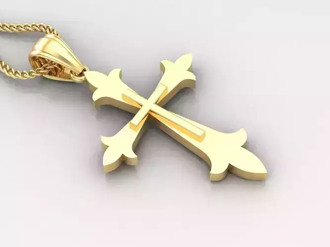 Light Gold 18K Cross Pendant 2CP040