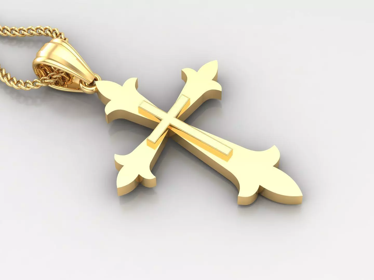 Light Gold 18K Cross Pendant 2CP040 3D print model_0