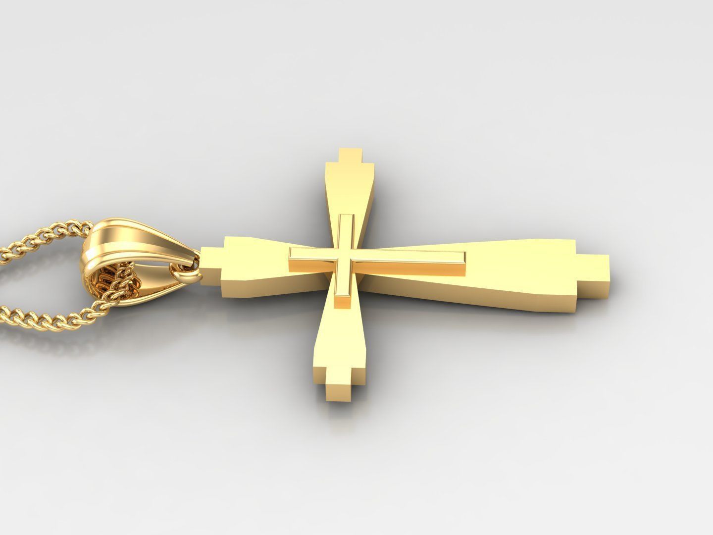 Light Gold 18K Cross Pendant 2CP039 3D print model_3