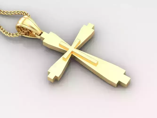 Light Gold 18K Cross Pendant 2CP039 3D print model