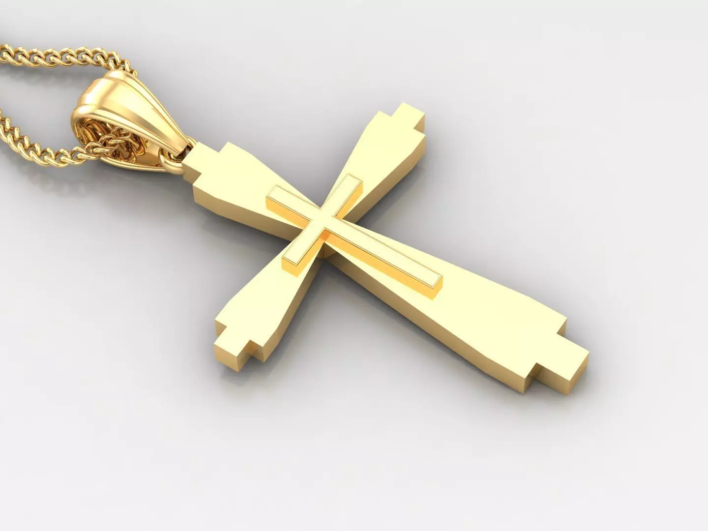 Light Gold 18K Cross Pendant 2CP039 3D print model_0