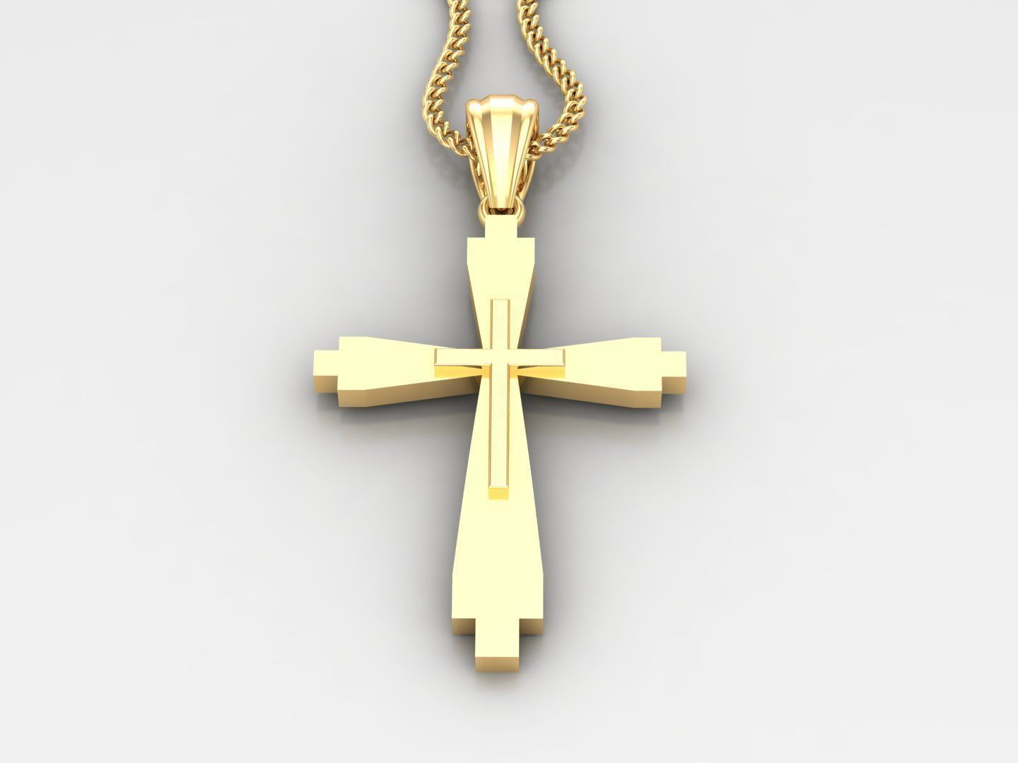 Light Gold 18K Cross Pendant 2CP039 3D print model_2