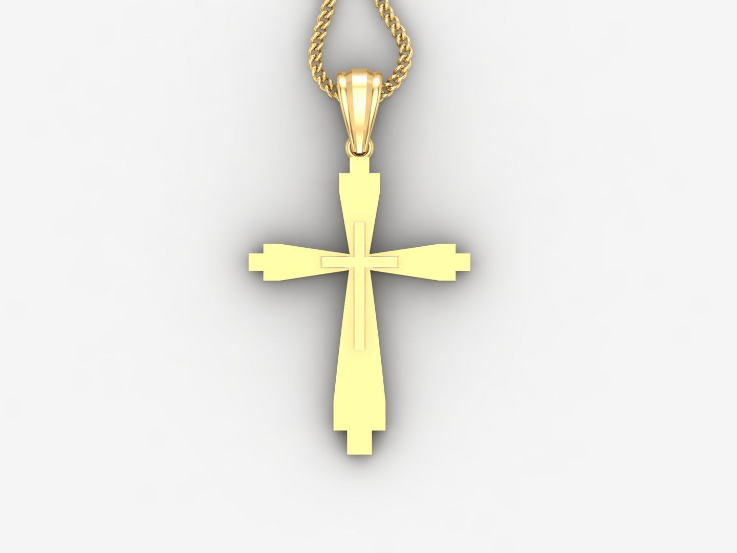 Light Gold 18K Cross Pendant 2CP039 3D print model_4