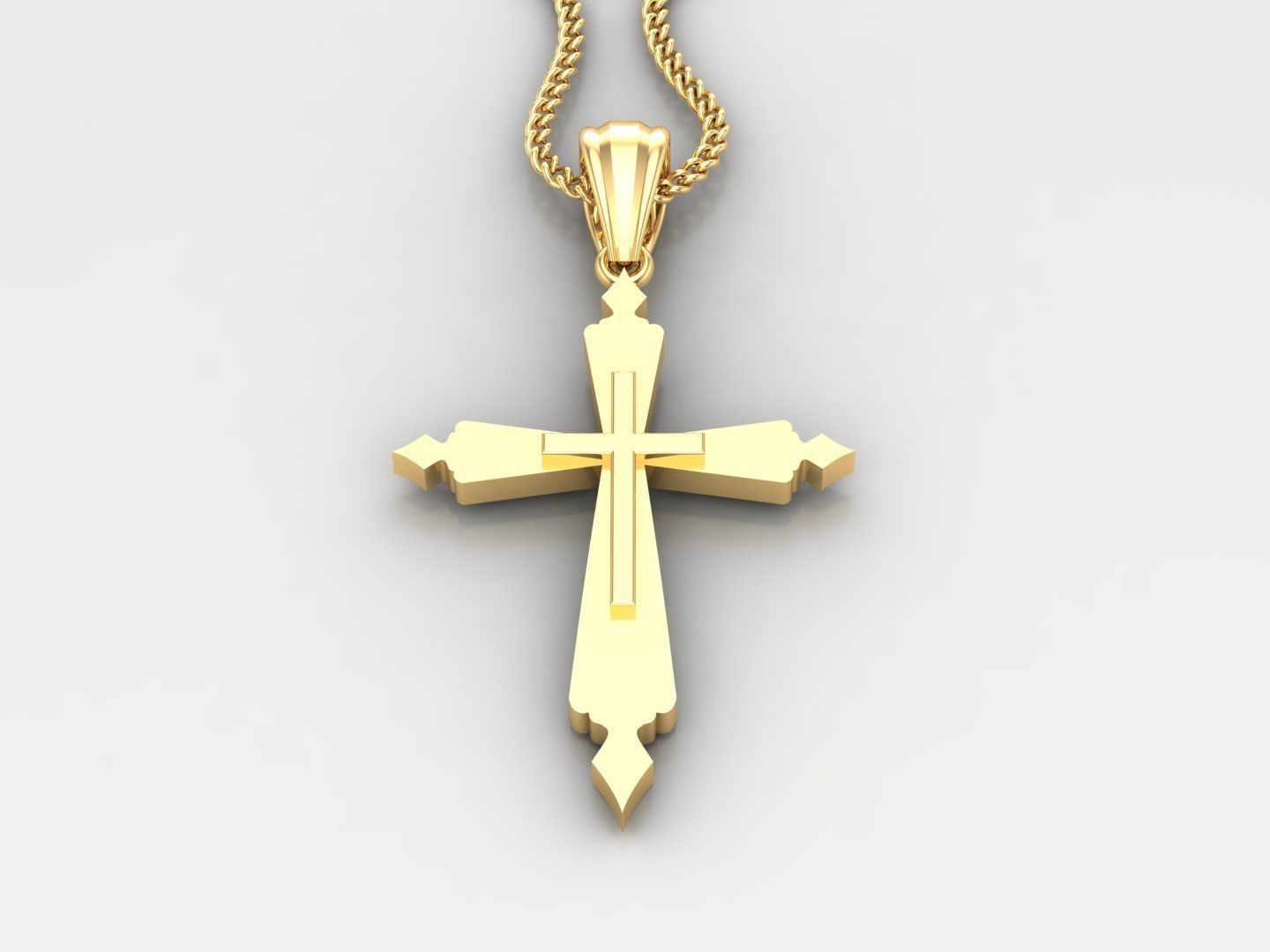 Light Gold 18K Cross Pendant 2CP038 3D print model_2