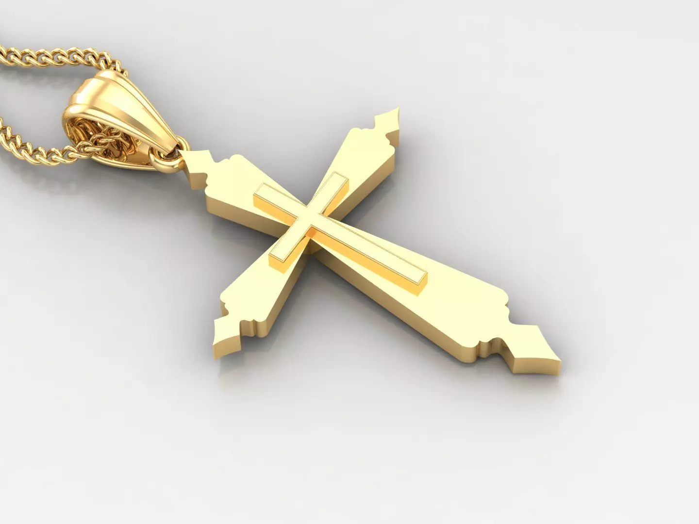 Light Gold 18K Cross Pendant 2CP038 3D print model_0