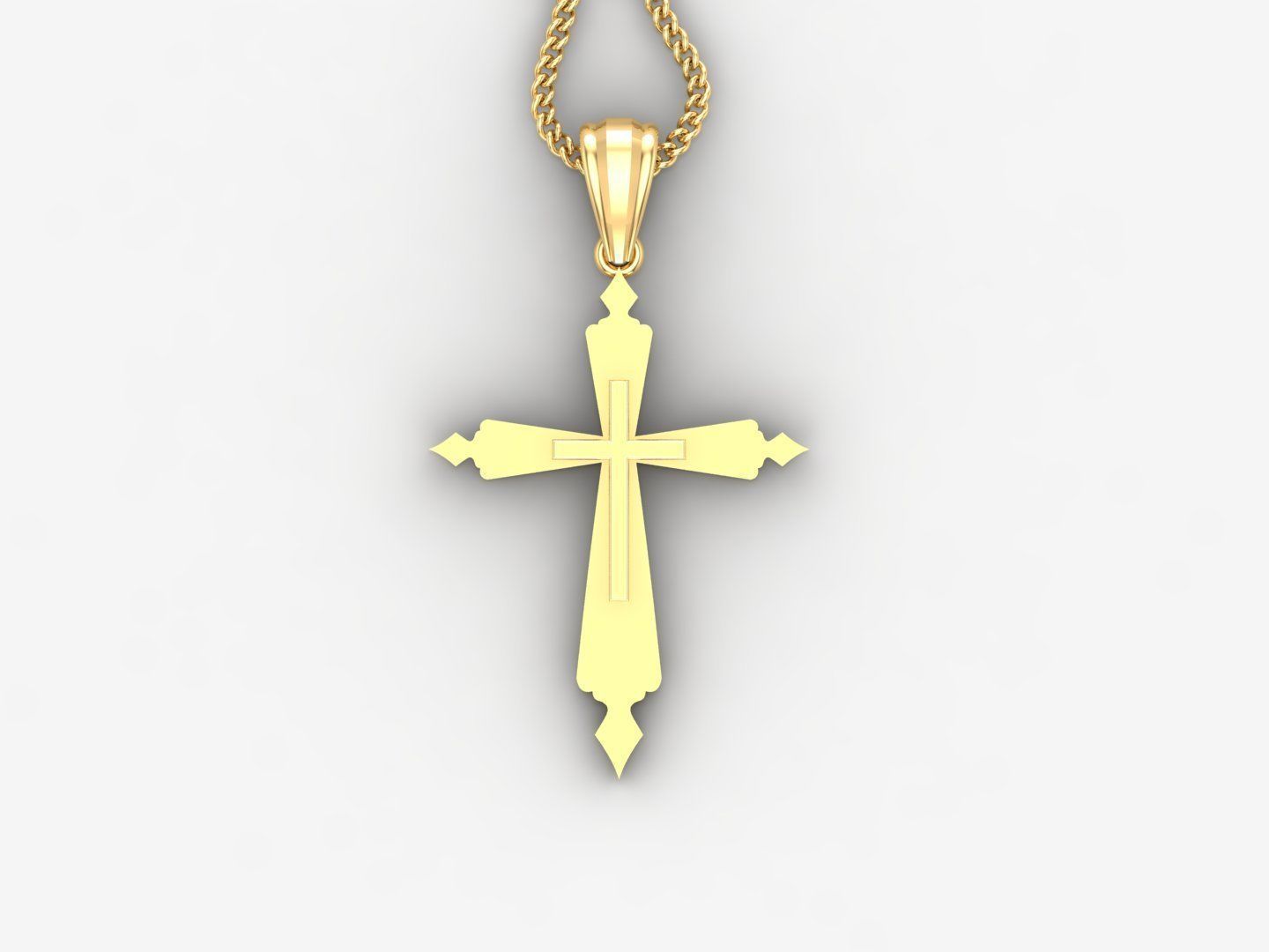 Light Gold 18K Cross Pendant 2CP038 3D print model_4