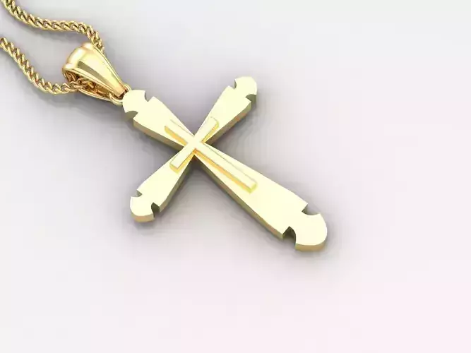 Light Gold 18K Cross Pendant 2CP036 3D print model