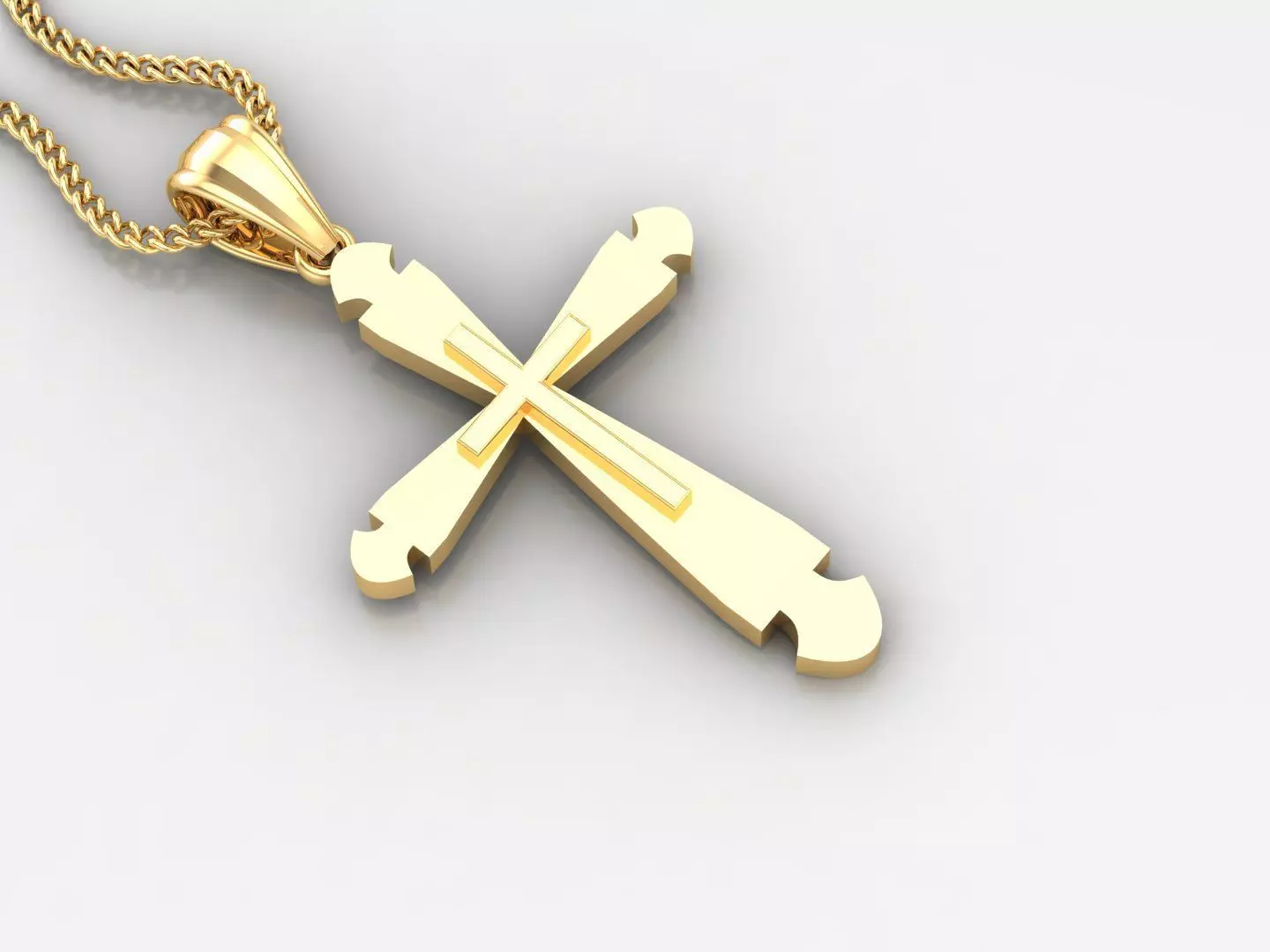 Light Gold 18K Cross Pendant 2CP036 3D print model_0