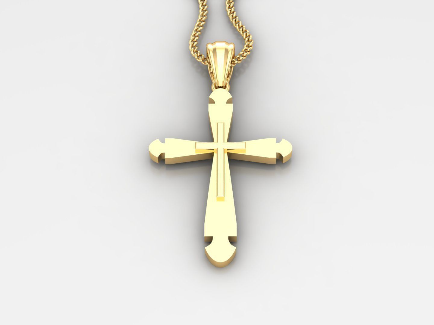 Light Gold 18K Cross Pendant 2CP036 3D print model_2