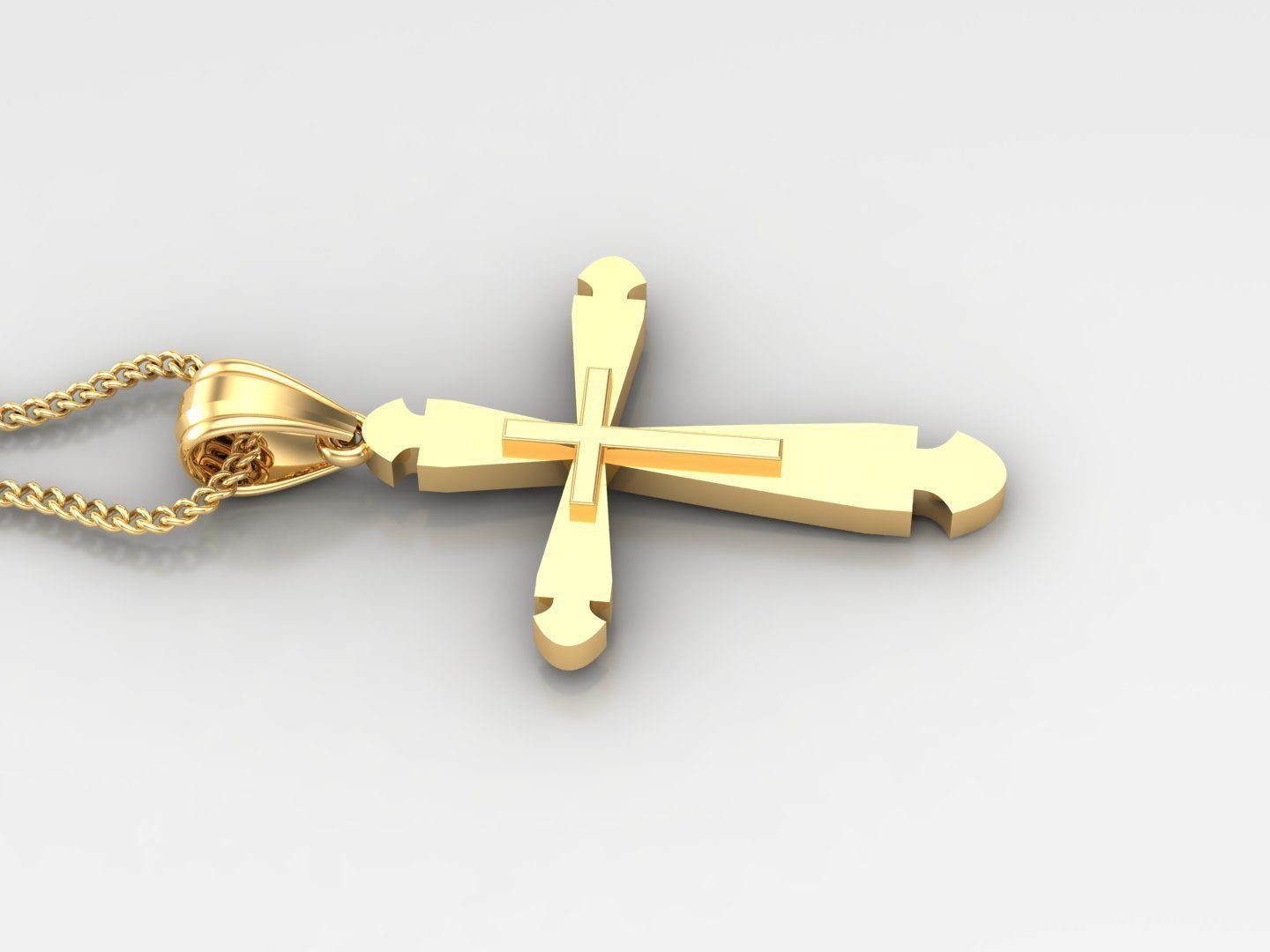 Light Gold 18K Cross Pendant 2CP036 3D print model_3