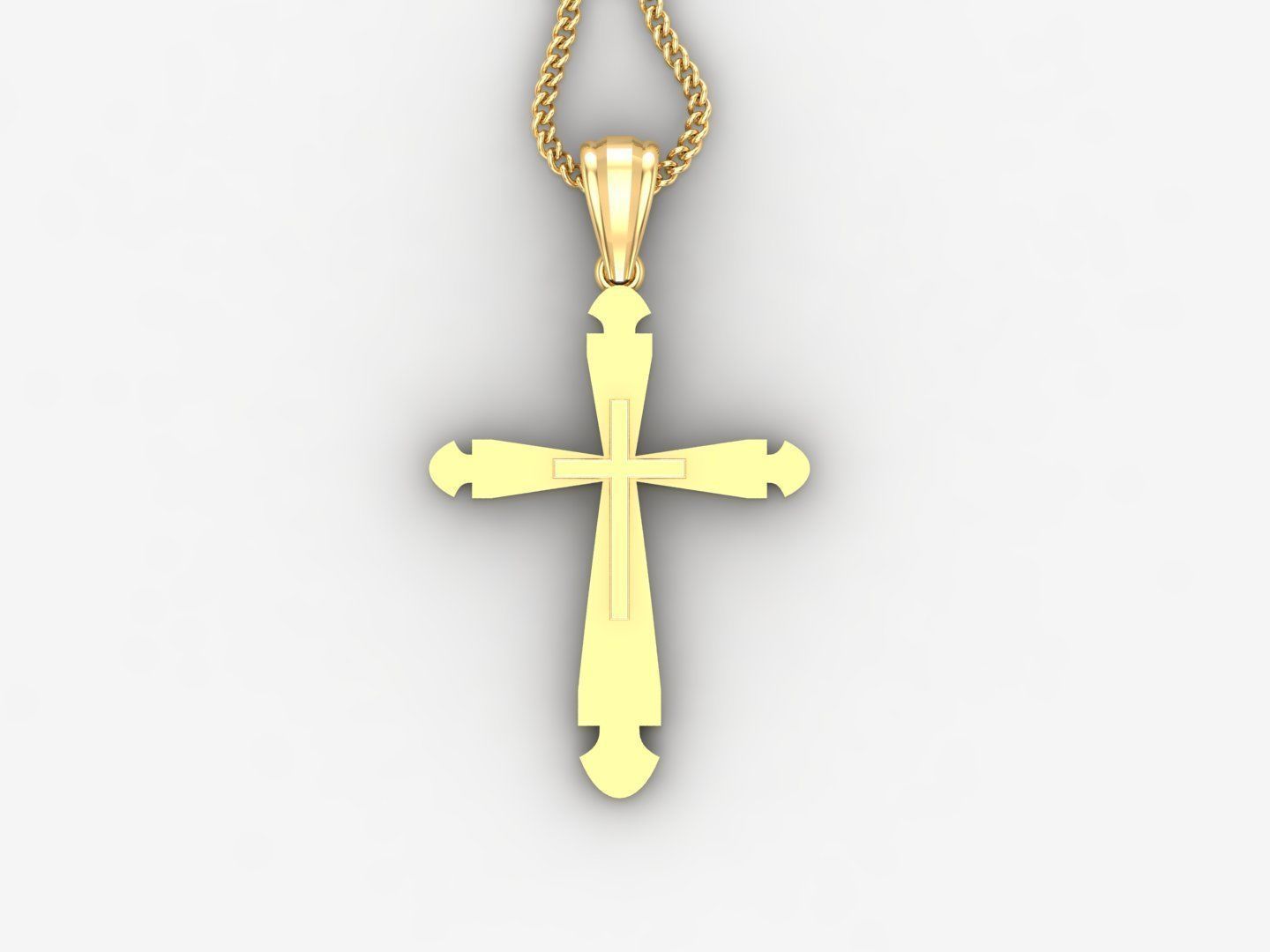 Light Gold 18K Cross Pendant 2CP036 3D print model_4