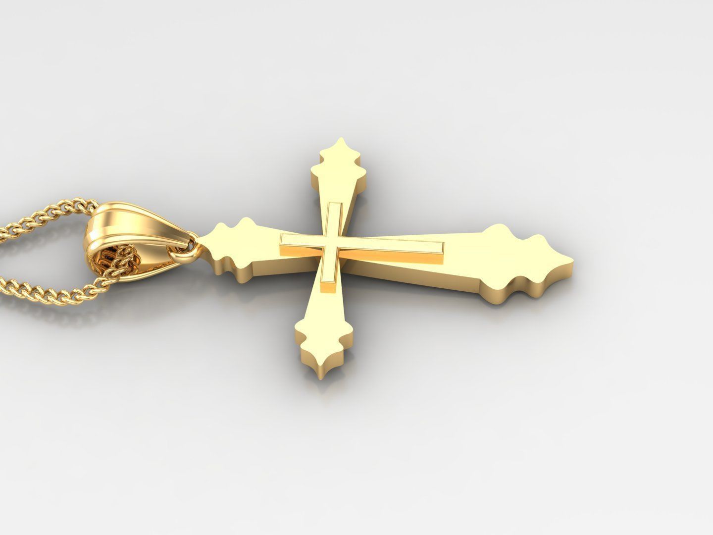 Light Gold 18K Cross Pendant 2CP034 3D print model_3