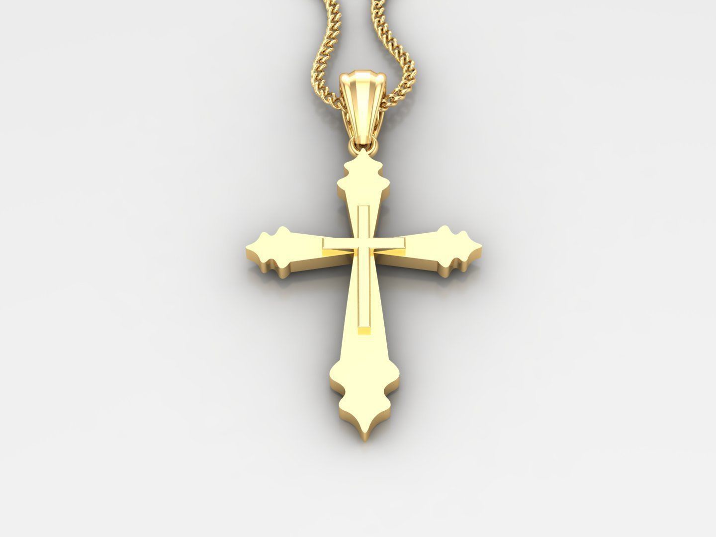 Light Gold 18K Cross Pendant 2CP034 3D print model_2
