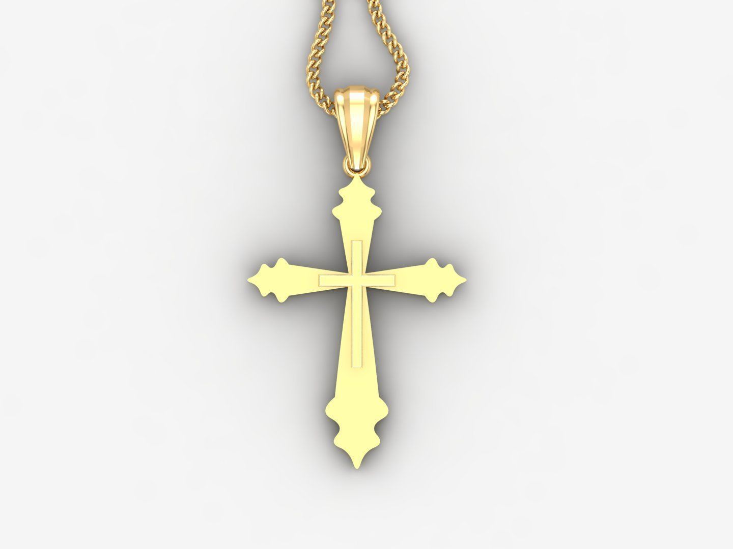 Light Gold 18K Cross Pendant 2CP034 3D print model_4