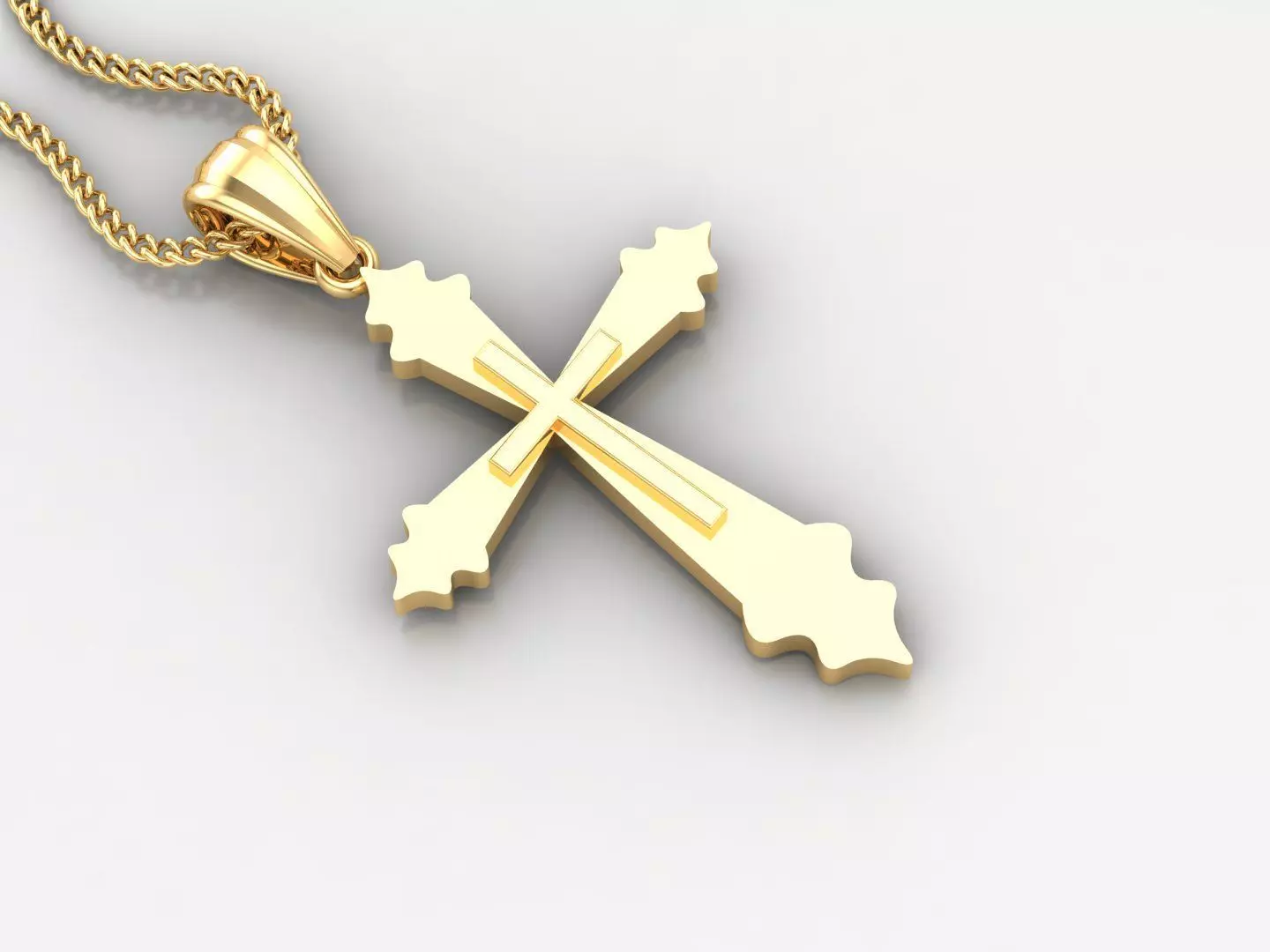 Light Gold 18K Cross Pendant 2CP034 3D print model_0
