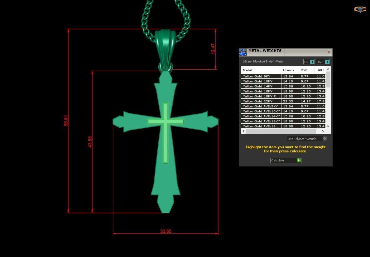 Light Gold 18K Cross Pendant 2CP033 3D print model_1