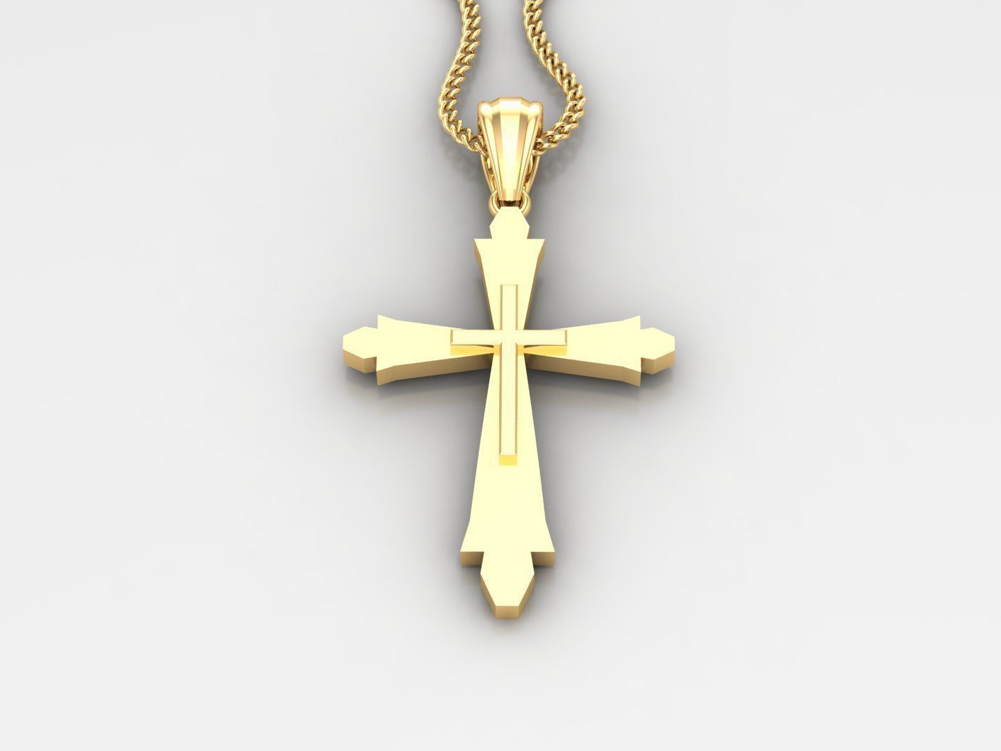 Light Gold 18K Cross Pendant 2CP033 3D print model_2