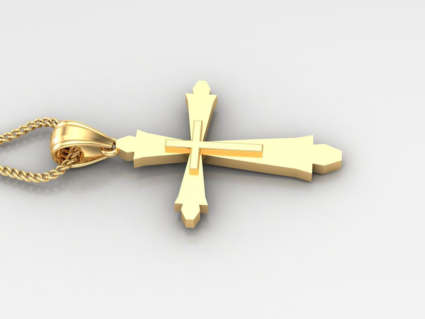 Light Gold 18K Cross Pendant 2CP033 3D print model_3