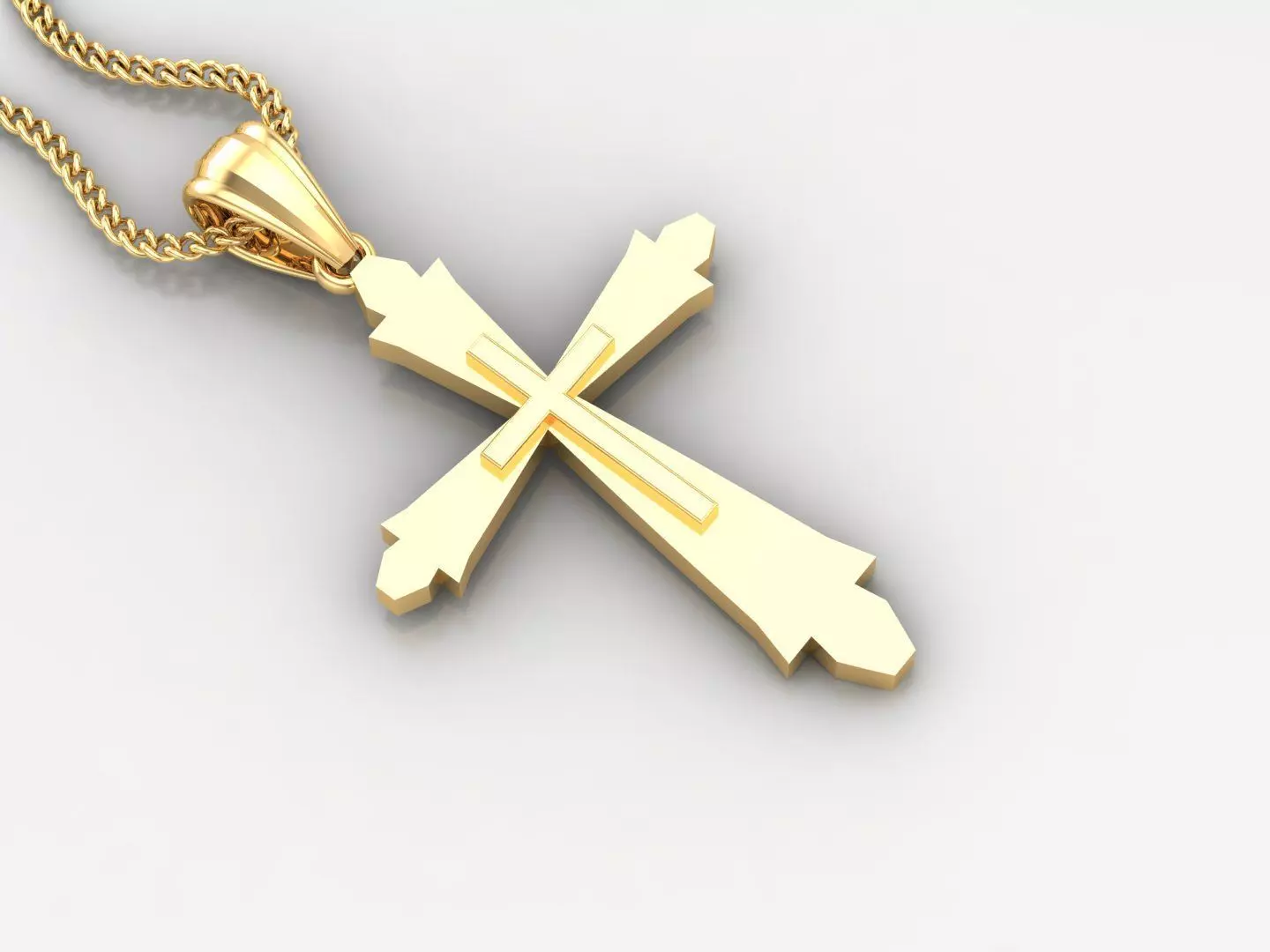 Light Gold 18K Cross Pendant 2CP033 3D print model_0