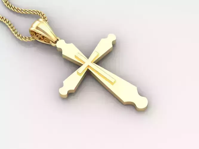 Light Gold 18K Cross Pendant 2CP028