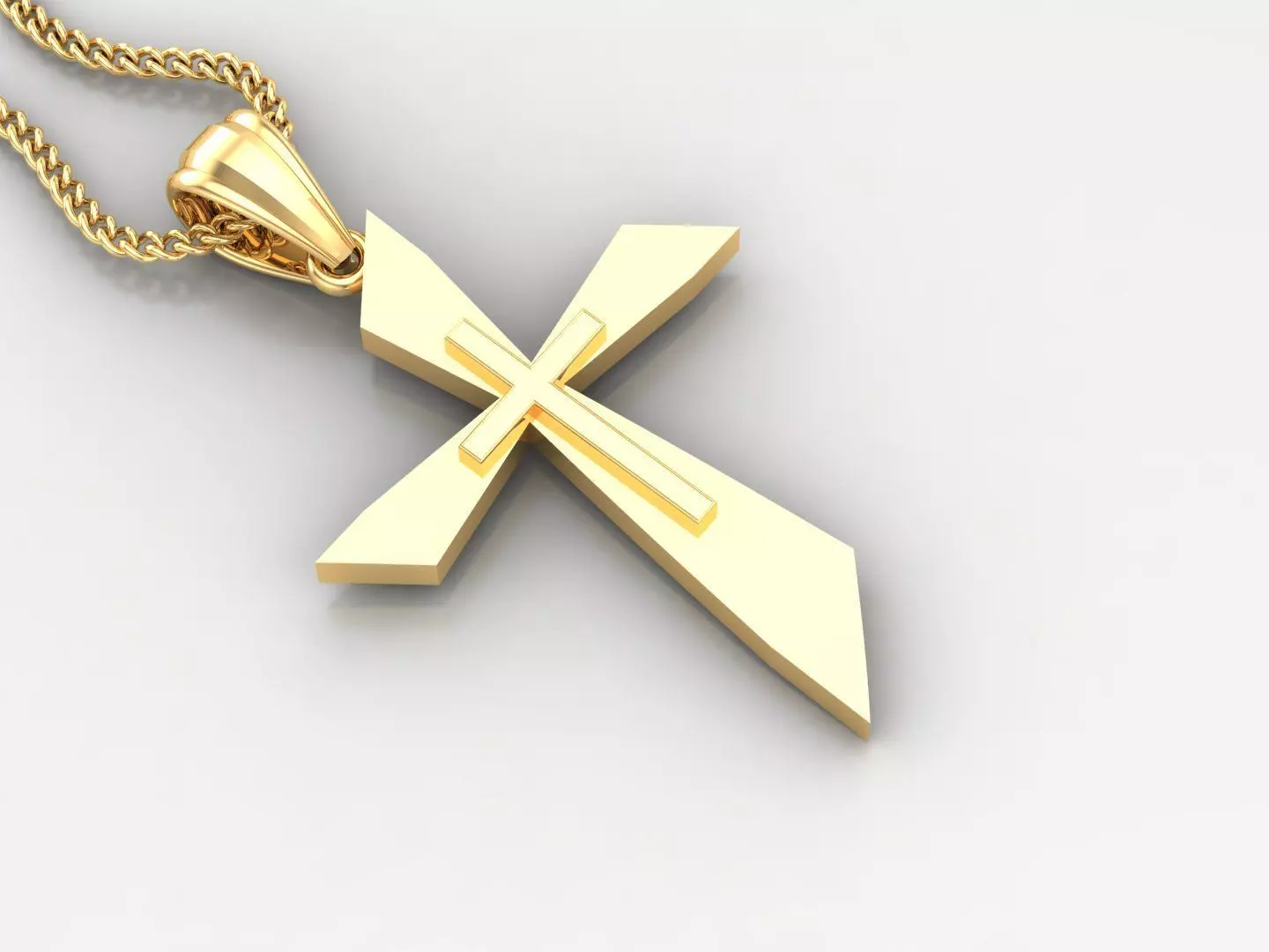 Light Gold 18K Cross Pendant 2CP026 3D print model