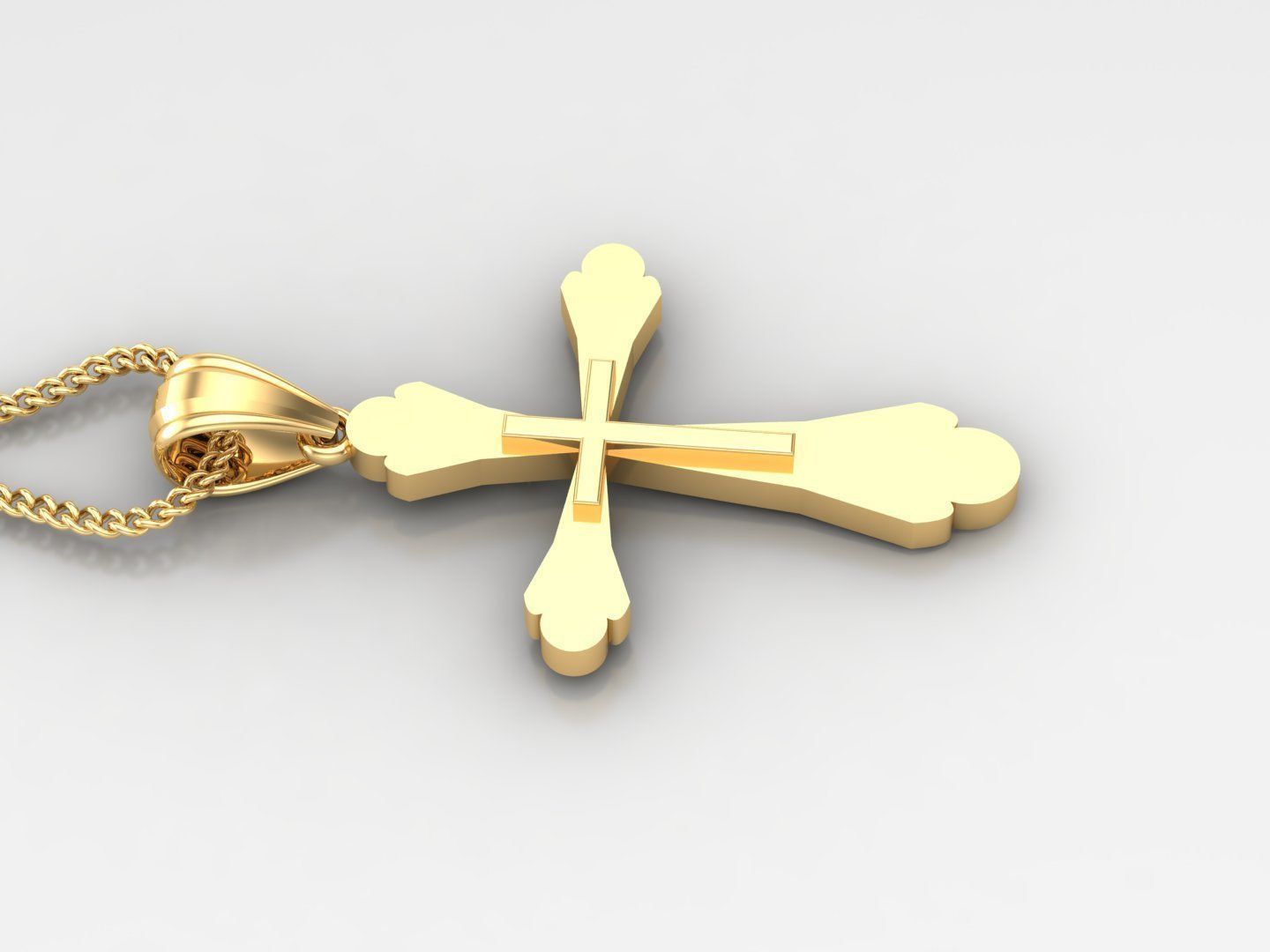Light Gold 18K Cross Pendant 2CP025 3D print model_3