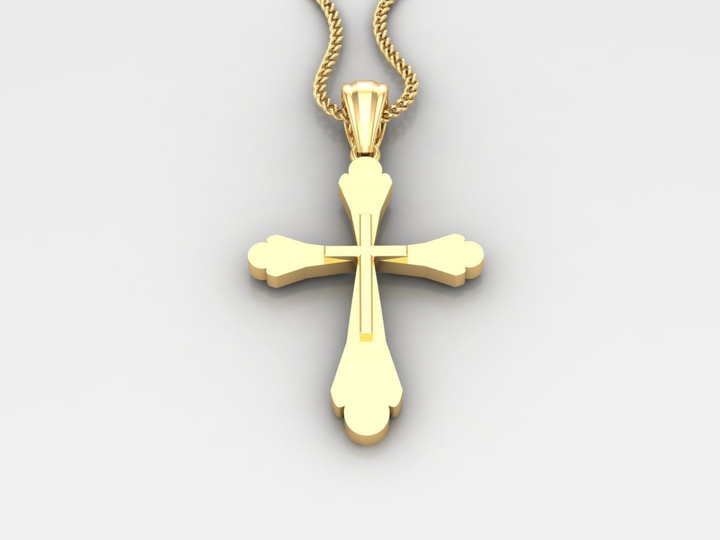 Light Gold 18K Cross Pendant 2CP025 3D print model_2