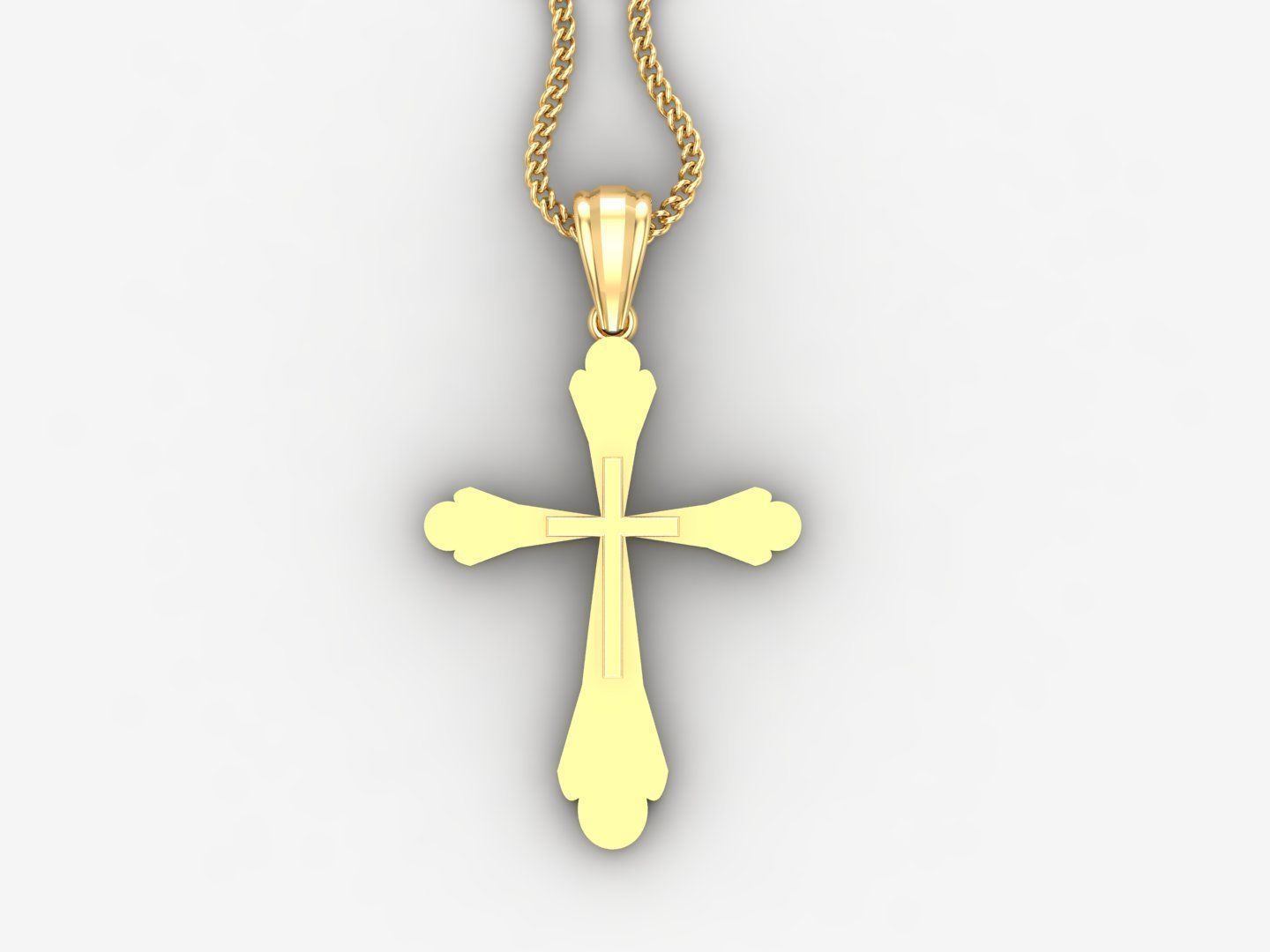 Light Gold 18K Cross Pendant 2CP025 3D print model_4