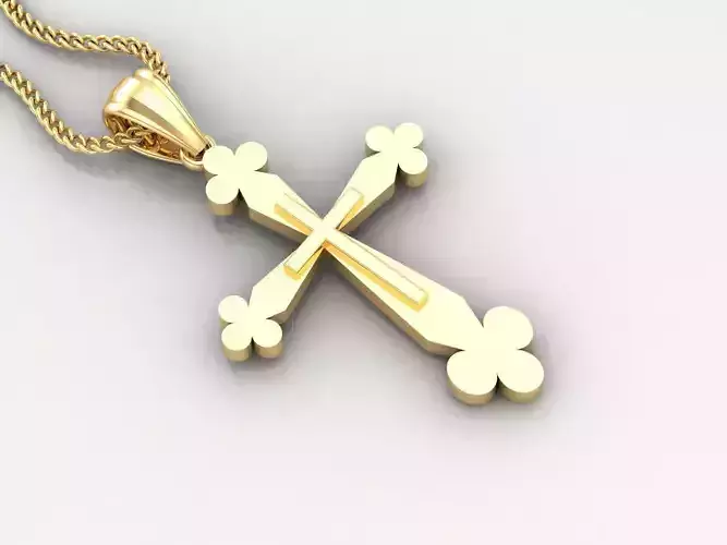 Light Gold 18K Cross Pendant 2CP022 3D print model