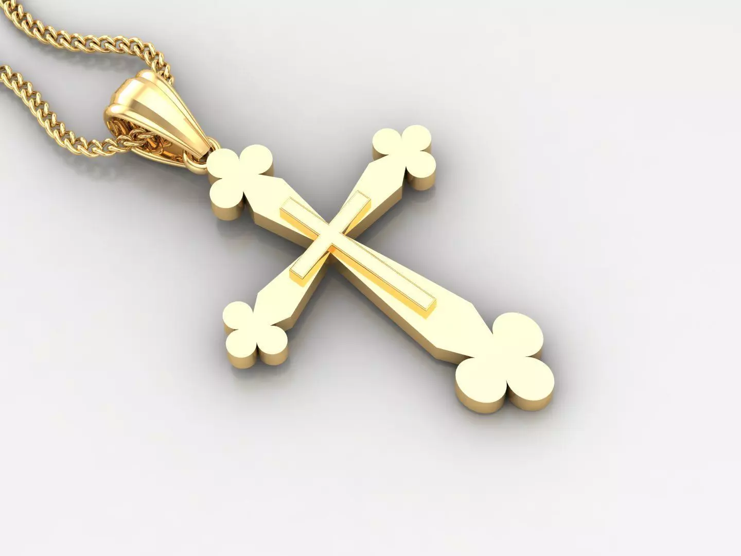 Light Gold 18K Cross Pendant 2CP022 3D print model_0