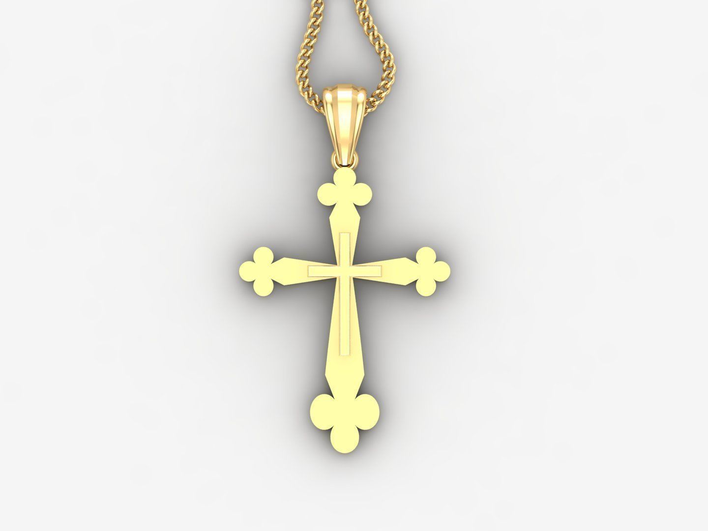 Light Gold 18K Cross Pendant 2CP022 3D print model_4