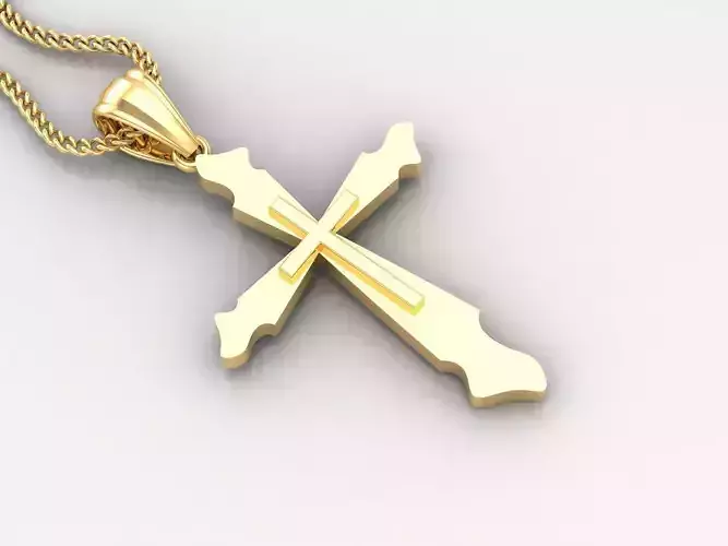 Light Gold 18K Cross Pendant 2CP020 3D print model Light Gold 18K Cross Pendant 2CP020 3D print model