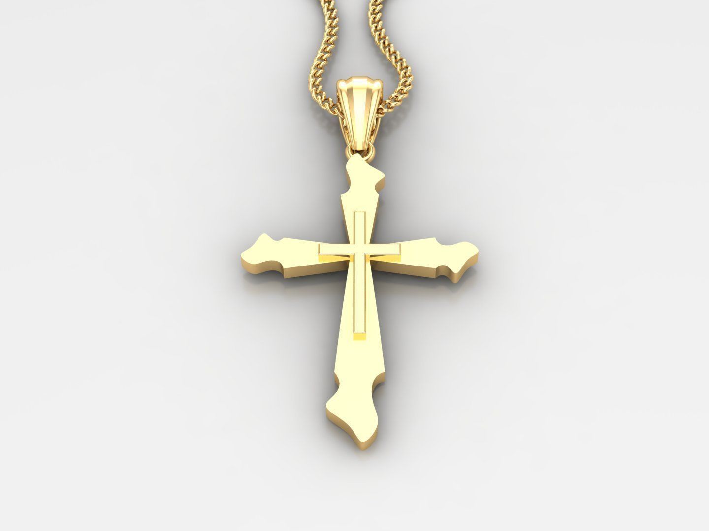 Light Gold 18K Cross Pendant 2CP020 3D print model_2