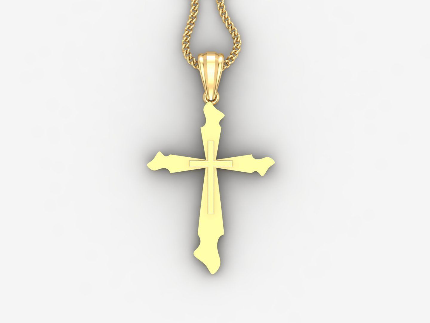 Light Gold 18K Cross Pendant 2CP020 3D print model_4