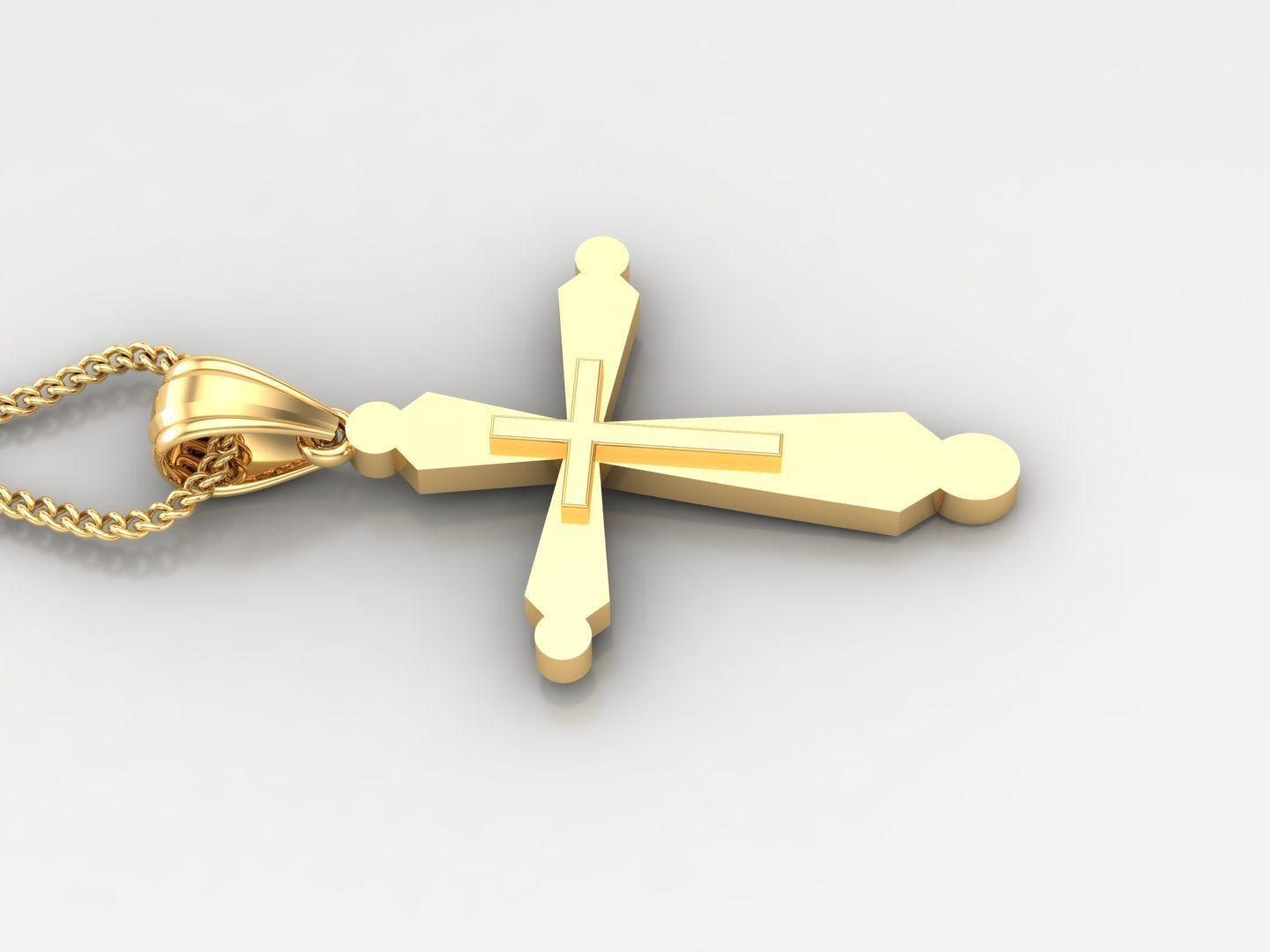 Light Gold 18K Cross Pendant 2CP019 3D print model_3