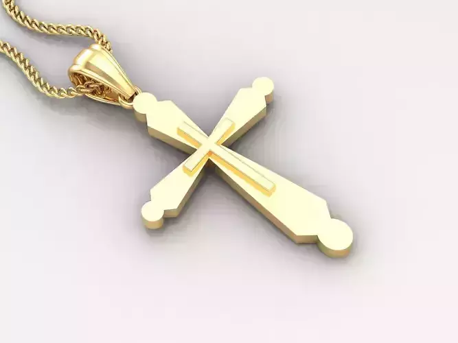 Light Gold 18K Cross Pendant 2CP019 3D print model Light Gold 18K Cross Pendant 2CP019 3D print model