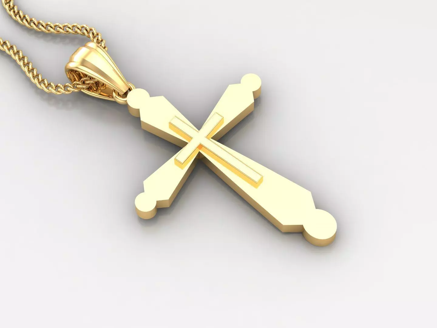 Light Gold 18K Cross Pendant 2CP019 3D print model_0