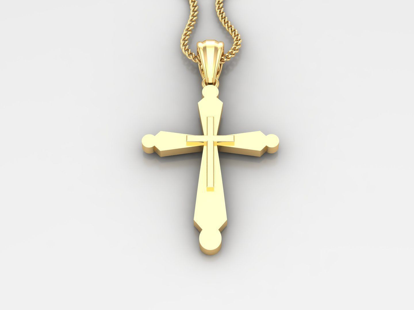 Light Gold 18K Cross Pendant 2CP019 3D print model_2