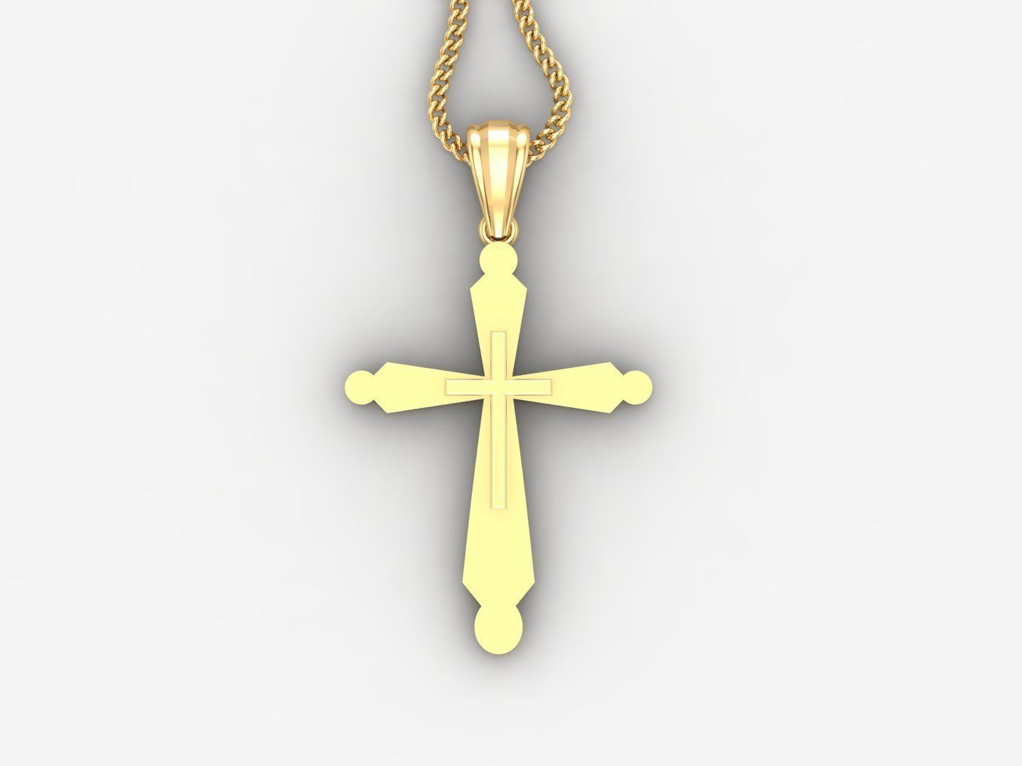 Light Gold 18K Cross Pendant 2CP019 3D print model_4